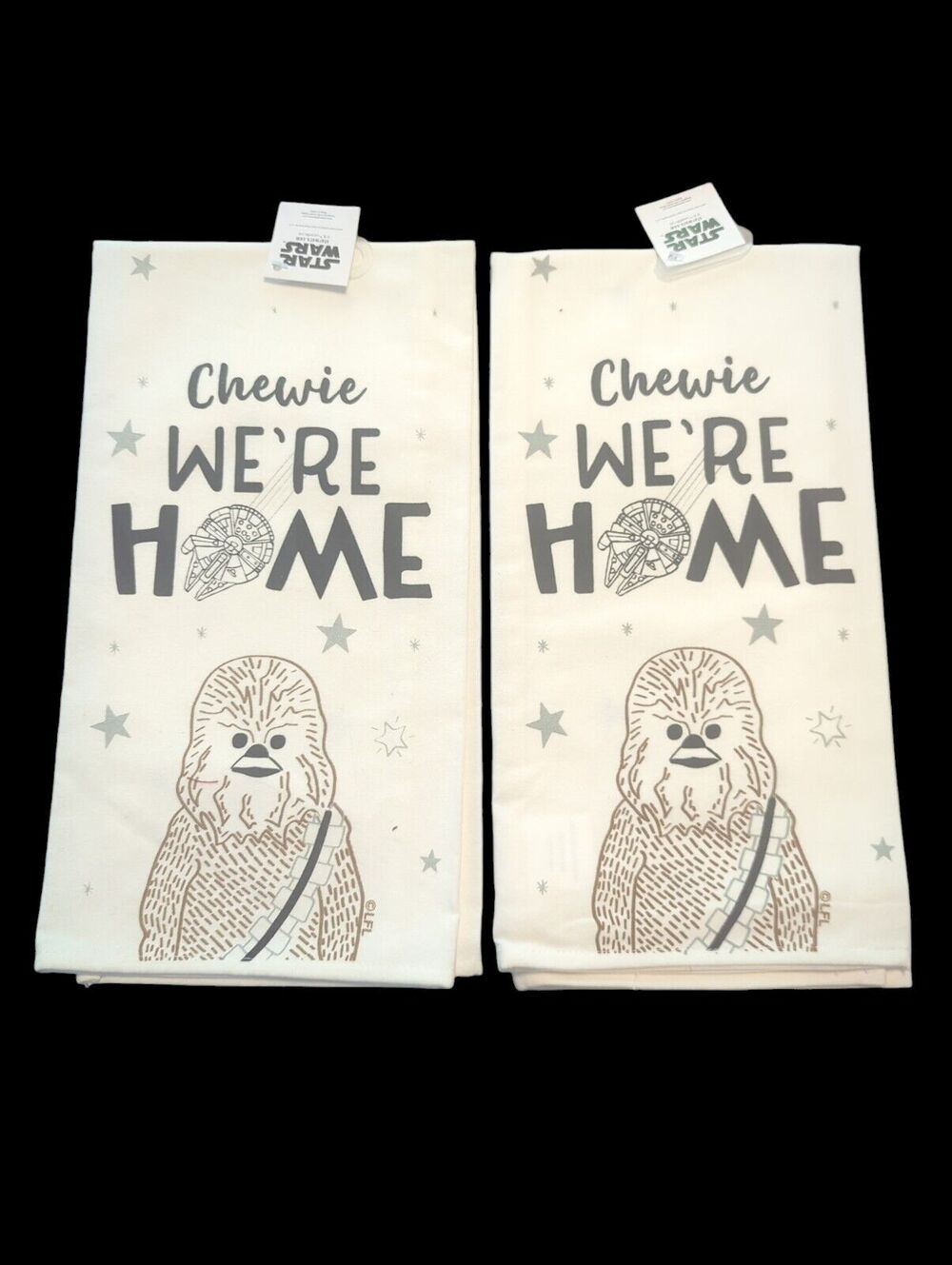 Lot of 2 Disney Star Wars Dish Kitchen Tea Towel Decor 19x25 inches WHITE NEW
